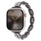 For Apple Watch 46mm / 49mm / 45mm / 44mm Quick Release Leaf Diamond Alloy Slim Watch Band(Black) - 1