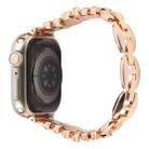 For Apple Watch 42mm / 41mm / 40mm / 38mm Quick Release Leaf Diamond Alloy Slim Watch Band(Rose Gold) - 2