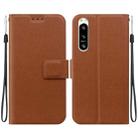 For Sony Xperia 5 VI Ultra-thin Voltage Magnetic Buckle Leather Phone Case(Brown) - 1