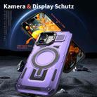 For iPhone 16 Shield Hollow Frame Holder MagSafe Phone Case(Purple) - 2