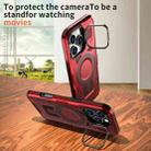 For iPhone 11 Shield Hollow Frame Holder MagSafe Phone Case(Red) - 3