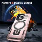 For iPhone 11 Shield Hollow Frame Holder MagSafe Phone Case(Rose Gold) - 2