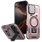 For iPhone 16 Pro Max Shield Frame Holder MagSafe Phone Case(Rose Gold) - 1