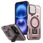 For iPhone 16 Plus Shield Frame Holder MagSafe Phone Case(Rose Gold) - 1