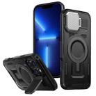 For iPhone 13 Pro Max Shield Frame Holder MagSafe Phone Case(Black) - 1