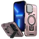 For iPhone 13 Pro Max Shield Frame Holder MagSafe Phone Case(Rose Gold) - 1