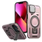 For iPhone 13 Shield Frame Holder MagSafe Phone Case(Rose Gold) - 1