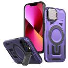 For iPhone 13 Shield Frame Holder MagSafe Phone Case(Purple) - 1