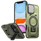 For iPhone 11 Shield Frame Holder MagSafe Phone Case(Olive Green) - 1