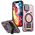 For iPhone 16e Shield Frame Holder MagSafe Phone Case(Rose Gold) - 1