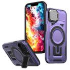 For iPhone 16e Shield Frame Holder MagSafe Phone Case(Purple) - 1