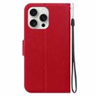 For iPhone 16 Pro Max Ultra-thin Voltage Magnetic Buckle Leather Phone Case(Red) - 3