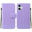 For iPhone 16 Plus Ultra-thin Voltage Magnetic Buckle Leather Phone Case(Purple) - 1