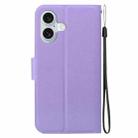 For iPhone 16 Plus Ultra-thin Voltage Magnetic Buckle Leather Phone Case(Purple) - 3