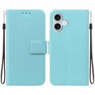 For iPhone 16 Plus Ultra-thin Voltage Magnetic Buckle Leather Phone Case(Green) - 1