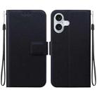 For iPhone 16 Plus Ultra-thin Voltage Magnetic Buckle Leather Phone Case(Black) - 1