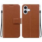 For iPhone 16 Ultra-thin Voltage Magnetic Buckle Leather Phone Case(Brown) - 1