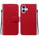 For iPhone 16 Ultra-thin Voltage Magnetic Buckle Leather Phone Case(Red) - 1