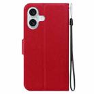 For iPhone 16 Ultra-thin Voltage Magnetic Buckle Leather Phone Case(Red) - 3