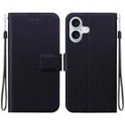 For iPhone 16 Ultra-thin Voltage Magnetic Buckle Leather Phone Case(Black) - 1