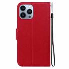 For iPhone 15 Pro Max Ultra-thin Voltage Magnetic Buckle Leather Phone Case(Red) - 3