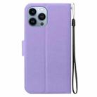 For iPhone 15 Pro Max Ultra-thin Voltage Magnetic Buckle Leather Phone Case(Purple) - 3