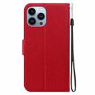 For iPhone 15 Pro Ultra-thin Voltage Magnetic Buckle Leather Phone Case(Red) - 3