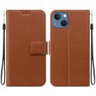 For iPhone 15 Plus Ultra-thin Voltage Magnetic Buckle Leather Phone Case(Brown) - 1