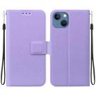 For iPhone 15 Plus Ultra-thin Voltage Magnetic Buckle Leather Phone Case(Purple) - 1