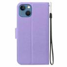 For iPhone 15 Ultra-thin Voltage Magnetic Buckle Leather Phone Case(Purple) - 3