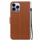 For iPhone 14 Pro Max Ultra-thin Voltage Magnetic Buckle Leather Phone Case(Brown) - 3