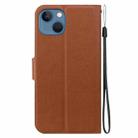 For iPhone 14 Plus Ultra-thin Voltage Magnetic Buckle Leather Phone Case(Brown) - 3