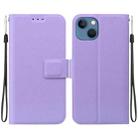 For iPhone 14 Plus Ultra-thin Voltage Magnetic Buckle Leather Phone Case(Purple) - 1