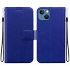 For iPhone 14 Plus Ultra-thin Voltage Magnetic Buckle Leather Phone Case(Blue) - 1