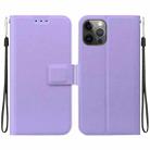 For iPhone 12 / 12 Pro Ultra-thin Voltage Magnetic Buckle Leather Phone Case(Purple) - 1