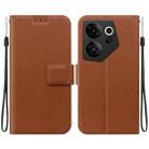 For Tecno Camon 20 Premier Ultra-thin Voltage Magnetic Buckle Leather Phone Case(Brown) - 1