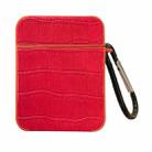 For AirPods 1 / 2 Crocodile Pattern Square Leather Earphone Case(Red) - 1