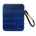 For AirPods 1 / 2 Crocodile Pattern Square Leather Earphone Case(Blue) - 1