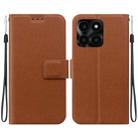 For Honor X6a Ultra-thin Voltage Magnetic Buckle Leather Phone Case(Brown) - 1