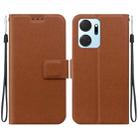 For Honor X7a Ultra-thin Voltage Magnetic Buckle Leather Phone Case(Brown) - 1