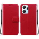 For Honor X7a Ultra-thin Voltage Magnetic Buckle Leather Phone Case(Red) - 1