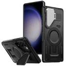 For Samsung Galaxy S23+ 5G Shield Frame Holder MagSafe Phone Case(Black) - 1