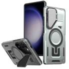 For Samsung Galaxy S23+ 5G Shield Frame Holder MagSafe Phone Case(Grey) - 1