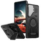 For Samsung Galaxy S25 Ultra 5G Shield Frame Holder MagSafe Phone Case(Black) - 1