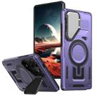 For Samsung Galaxy S25 Ultra 5G Shield Frame Holder MagSafe Phone Case(Purple) - 1