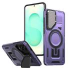 For Samsung Galaxy S25 Edge 5G Shield Frame Holder MagSafe Phone Case(Purple) - 1