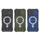 For iPhone 16 Pro Max Camera Shield Armor MagSafe Holder Phone Case with Strap(Sapphire Blue) - 2