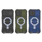 For iPhone 16 Camera Shield Armor MagSafe Holder Phone Case with Strap(Sapphire Blue) - 2