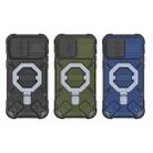 For iPhone 15 Pro Camera Shield Armor MagSafe Holder Phone Case with Strap(Black) - 2