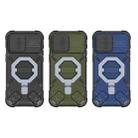 For iPhone 15 Camera Shield Armor MagSafe Holder Phone Case with Strap(Sapphire Blue) - 2